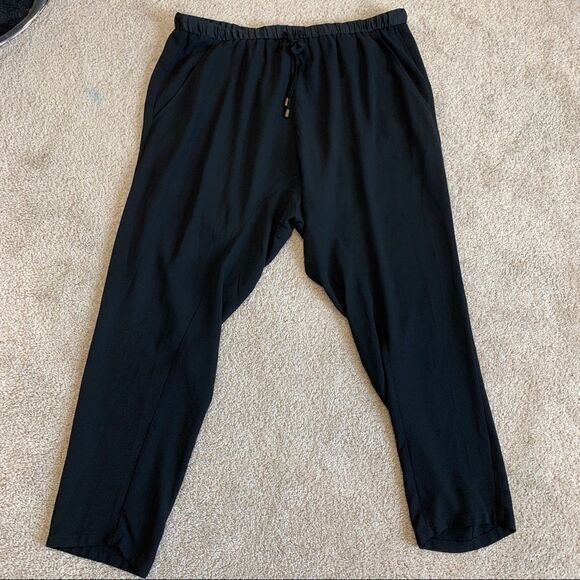 Eileen Fisher Women's Silk Charmeuse Drawstring Ankle Pants Black Sz S - Picture 3 of 12